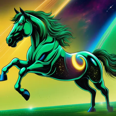 illustration of a horse with a rainbow ring on its back