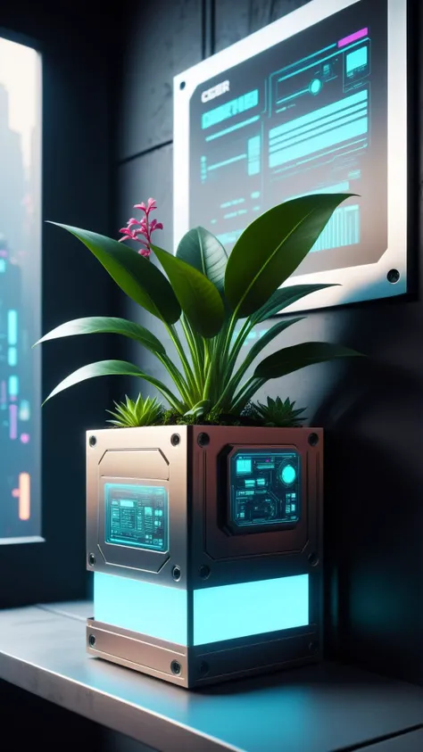 <lora:CyberpunkWorldXL:1>CyberpunkWorld minimalist metal wall planter, cyberpunk, sci-fi, tech, 24mm, (analog, cinematic, film grain:1.3), Bokeh DOF, (Masterpiece:1.3) (best quality:1.2) (high quality:1.1)