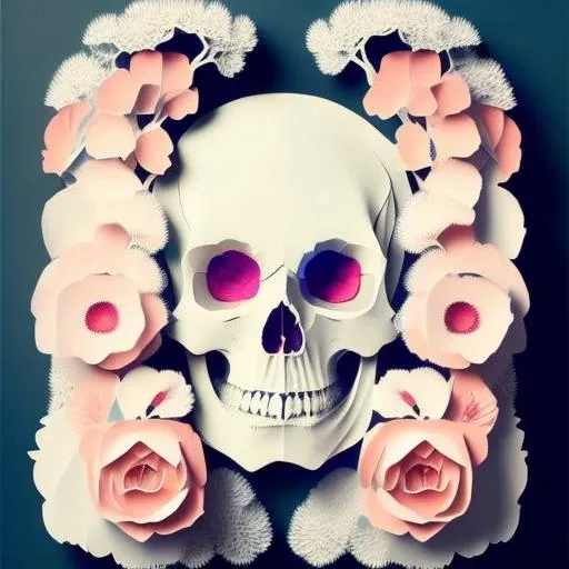 paperai, skull, portrait, front view, centered