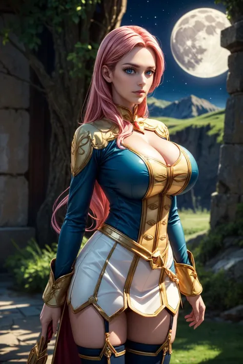 (ultra realistic,32k, masterpiece:1.2),(high detailed skin:1.1),( high quality:1.1),mature adult women, muscular
<lora:Eclair Seaetoo:0.7>long hair, pink hair, blue eyes, teal and gold military uniform,cleavage, white skirt, white pelt, thigh highs,,(looki...