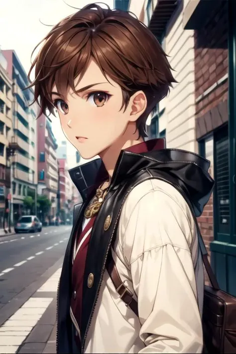 masterpiece, best quality, , 1boy, solo, male focus, looking at viewer, upper body, depth of field, <lora:arato_endou:0.68>, arato_endou, brown hair, brown eyes, , steampunk, HDR