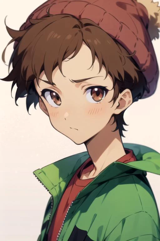 masterpiece, best quality, wallpaper, 1boy, solo, male focus, looking at viewer, upper body, , <lora:arato_endou:0.68>, arato_endou, brown hair, brown eyes, , bobble hat, grimdark,