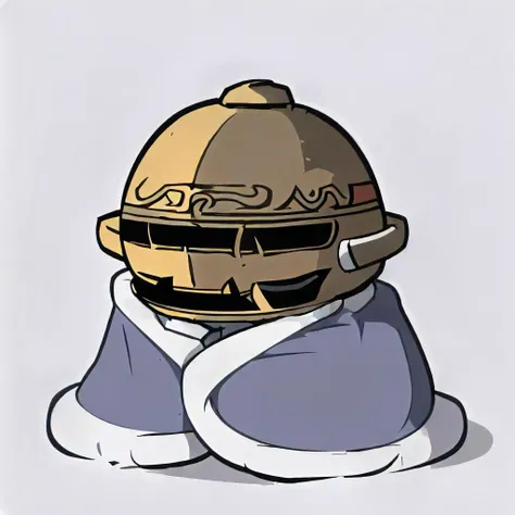 (LetMeSoloHer, pot helmet:1.4), cozyblanket, chibi, simple background<lora:cozy_blanket:1><lora:letmesoloher:1>