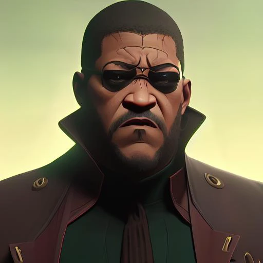 arcane style, laurence fishburne as (morfeo) in (the matrix i)