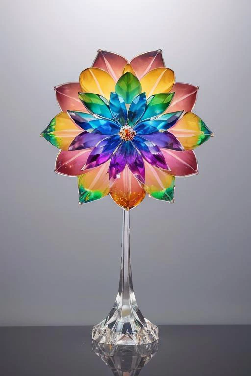 masterpiece, best quality, rainbow crystal flower, refraction, realistic, 