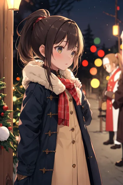 (depth of field:1.4),(full_shot:1.4),(blur:1.3),(dark:1.4),(very detailed:1.4),(high resolution:1.1), (Frosty breaths, bundled in coats, waiting for carolers arrival.:1.3) BREAK
1girl,(Tan High Ponytail:1.3) BREAK