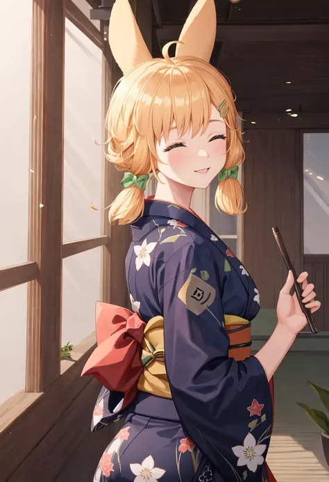 best quality, masterpiece, highres, solo, {kroos_arknights:0.90}, {yukata:1.30}, {kimono:1.15}