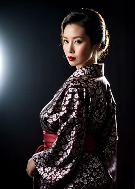 a close up of a woman in a kimono posing for a picture