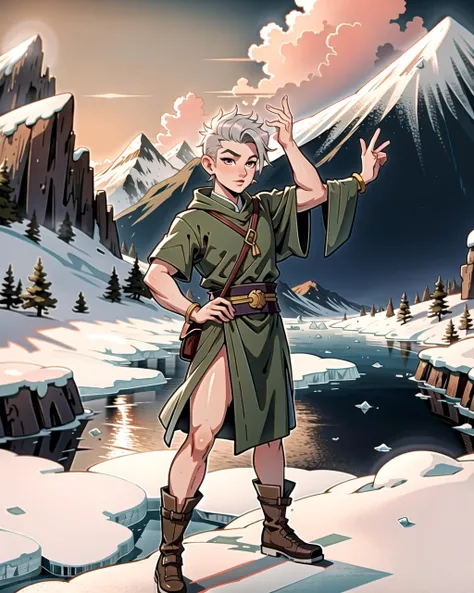 ((masterpiece), best quality, high quality, professional quality, highly detailed, highres, perfect lighting, natural lighting), Monk, Innovator, Tall, In Shape, Square Face, Olive Skin, Silver Hair, peach Eyes, Long Nose, Thin Lips, Prominent Chin, Horses...