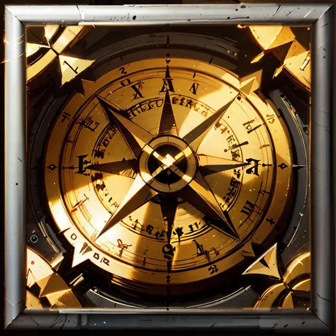 arafed image of a compass with a gold background