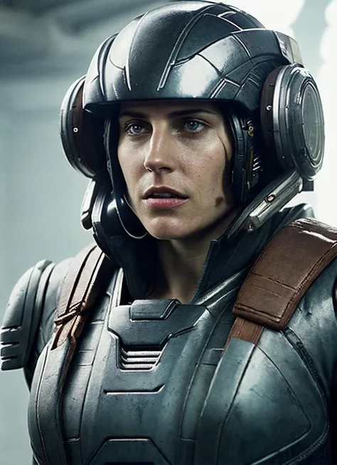 close up photo of sks woman, rugged space trucker, inside industrial spaceship, futuristic science fiction, action scene, digital concept art, realistic, intricate detailed textures, filmic, cinematic, environmental character portrait, <lora:locon_antjetra...