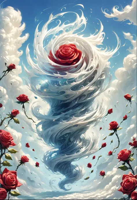 a painting of a rose in the middle of a spiral