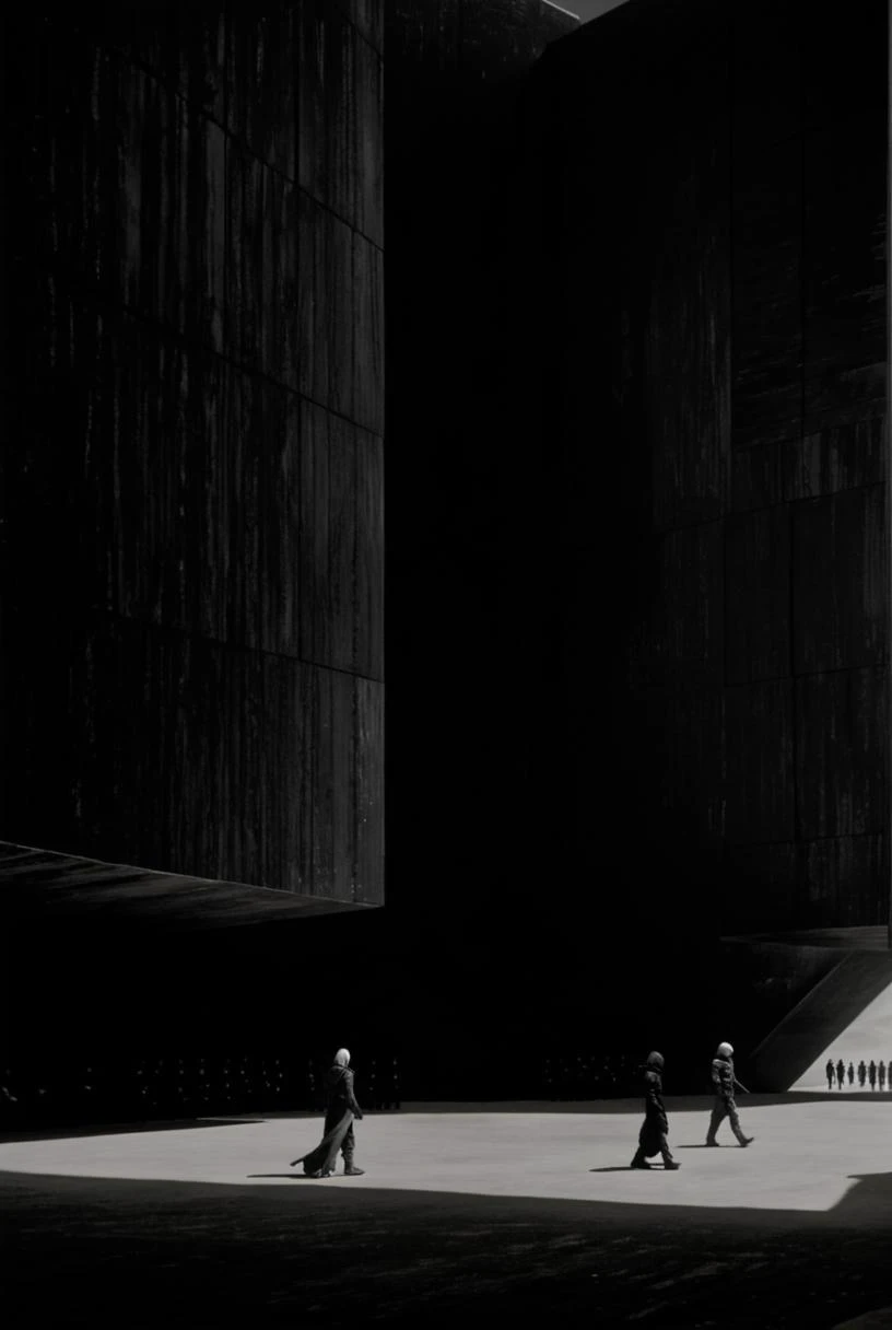 dune environment, black and white, dark buildings, people
7-dune
 <lora:Dune Style v1.0:1> <lora:add-detail-xl:0.6> <lora:xl_more_art-full_v1:0.3>