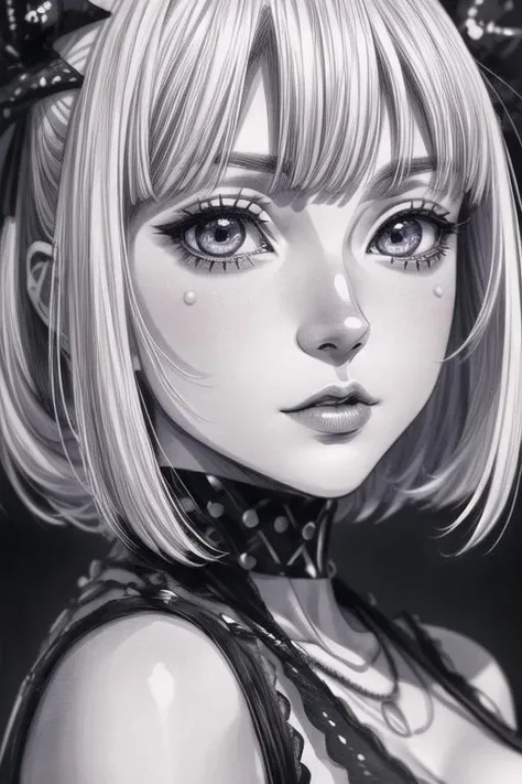 female European Agent agent, Punk fashion, manga style,black and white, Junji Ito, manga style, Nisio Isin, black and white, attractive face, detailed character design, beautiful expression, portrait,<lora:add_detail:1>