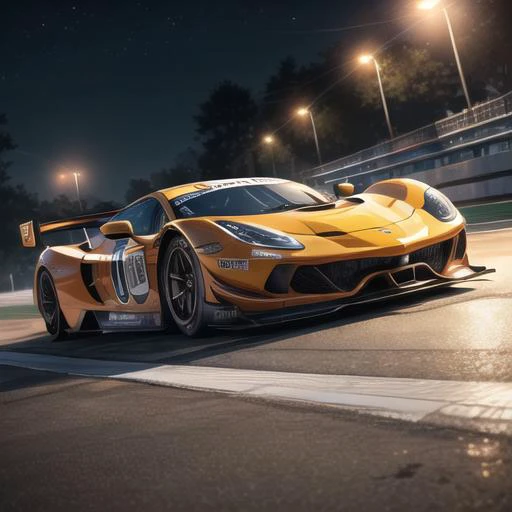 a screenshot of racing cars in a night time game, in the style of asher brown durand, realistic and hyper-detailed renderings, orange, exotic realism, alan lee, 32k uhd, grid-based,<lora:add_detail:1>