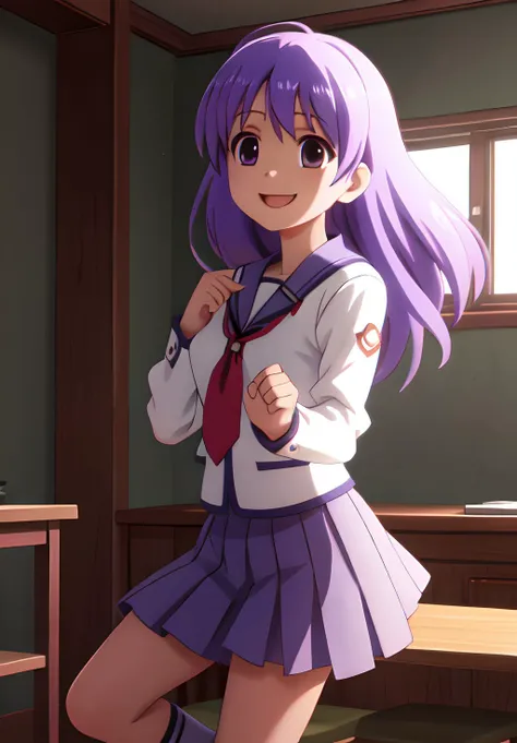 <lora:Angelbeats:0.6>, Miyuki, solo, smile, Dynamic Pose