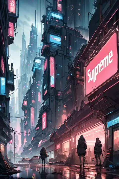 masterpiece, best quality, concept art, Anime style background, futuristic cyberpunk background, 4k resolution, supreme detail, highly detailed, cinematic lighting, urban, dystopia, architecture