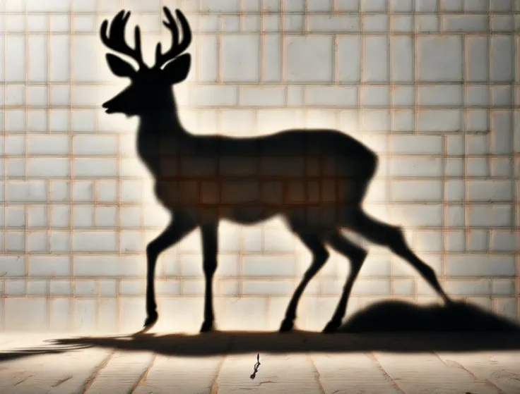 DonM5h4d0w5 shadow on a eraser wall, deer, <lora:DonM5h4d0w5-000010:1.0>