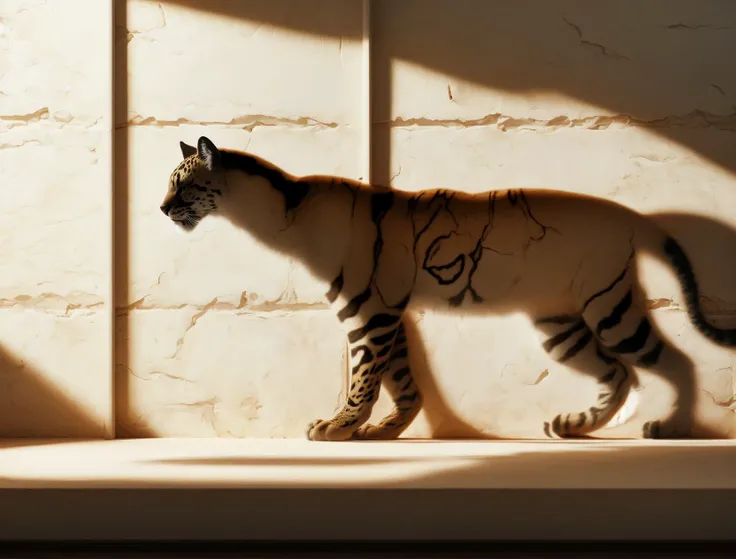 DonM5h4d0w5 shadow on a ivory wall, ocelot, <lora:DonM5h4d0w5-000010:0.8>