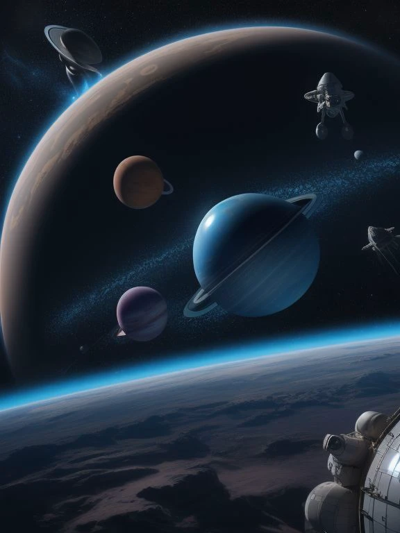 A space environment with intergalactic and cosmic details