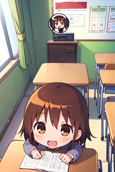 masterpiece, best quality,ultra detail, 1girl,happy ,from above, long hair, <lora:GoodHands-vanilla:0.7>,petite,girl,yasuna oribe <lora:yasuna-killmebaby:0.7>,classroom,open mouth,smile,active pose,roar of laughter