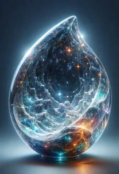 a glass ball with a glowing galaxy inside it