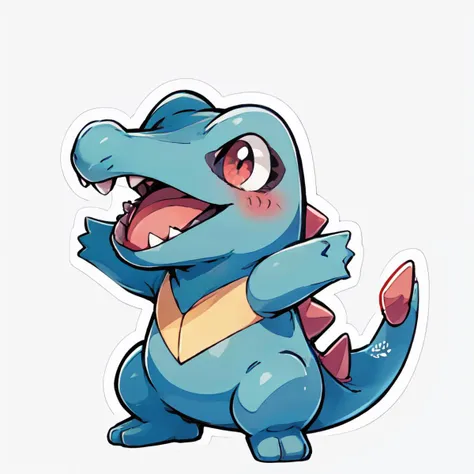 <lora:kawaii:0.6>,     solo, blush, smile, closed mouth,   <lora:totodile_pokemon_v2:0.8>, totodile,    simple background,