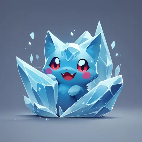 a blue pokemon character with a broken glass on a gray background