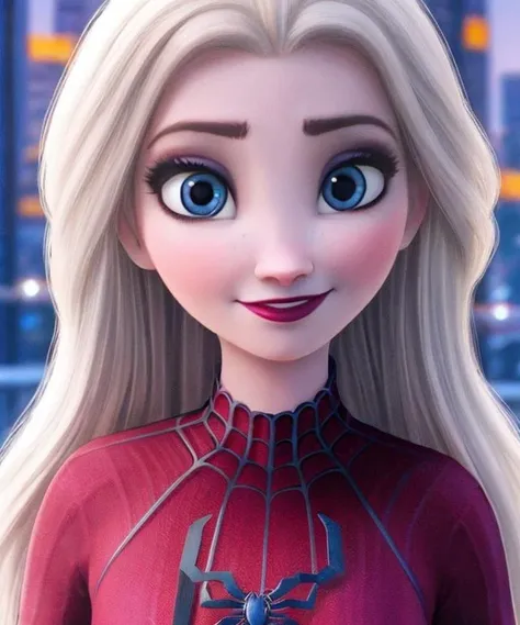 a close up of a cartoon spider - man with long blonde hair