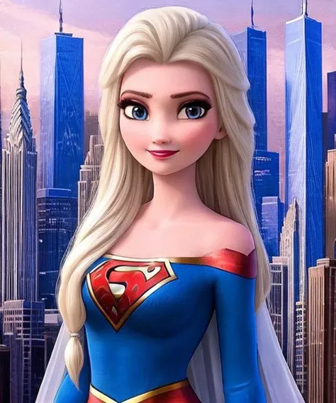 a close up of a cartoon girl in a superman costume