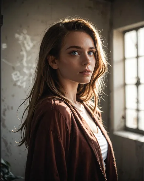 1girl, long hair, low light, dramatic lighting, darkness, eye lighting, smoke, red light, . shallow depth of field, vignette, hi...