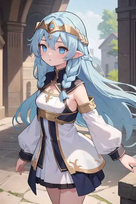 (masterpiece), best quality ,girl,templar,circlet,small_breast,braid long hair,light-blue hair