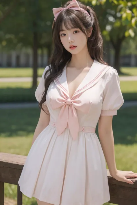 <lora:Twinkle_20240307145552:0.5>, bow, pink dress, short sleeves, sailor collar, best quality, masterpiece, illustration, realistic, photo-realistic, amazing, finely detail, incredibly absurdres, huge filesize, ultra-detailed, highres, extremely detailed ...