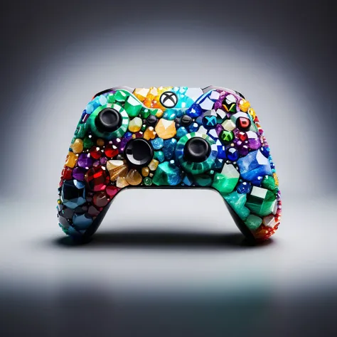 a photo shot of a ral-ntrgmstn xbox controller,black background,realistic,highly detailed,realistic,lifelike,studio photo,highly detailed,colors,dynamic,cinematic,masterpiece,intricate,hdr,abstract fractal