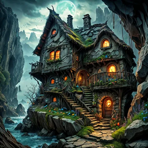 8K, UHD, HDR, intricate details, photo,

A house that grew out of a rock.

Fantasy style. Fantasy dreamlike art. Surreal Harmony. Rustic.

<lora:RMSDXL_Enhance:0.45>,
<lora:add-detail-xl:0.8>,
<lora:The_Dark_Side_of_the_Earth:0.3>
<lora:SurrealHarmony:1>