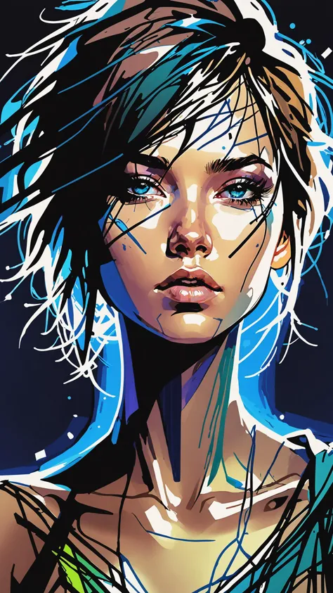 abstract beauty, centered, looking at the camera, approaching perfection, dynamic, moonlight, highly detailed, digital painting, artstation, concept art, smooth, sharp focus, illustration, art by Carne Griffiths and Wadim Kashin