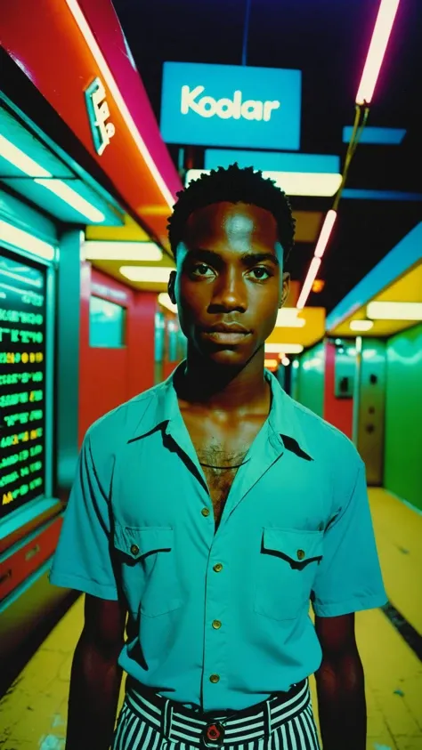 a close up of a person standing in a subway station