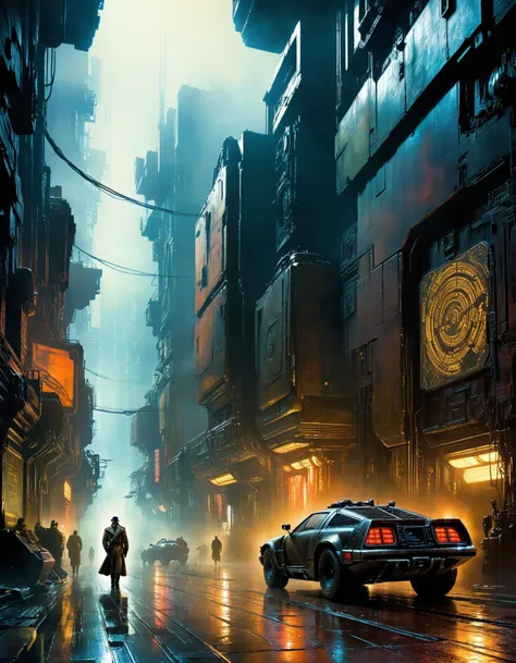 by Stephan Martiniere and Jean-Baptiste Monge,  (Bladerunner movie still, masterful, beautiful:1.4), poster art, bold lines, hyper detailed, expressive,  award winning,  (movie still:1.4), (intricate details, masterpiece, best quality:1.4),
looking at view...