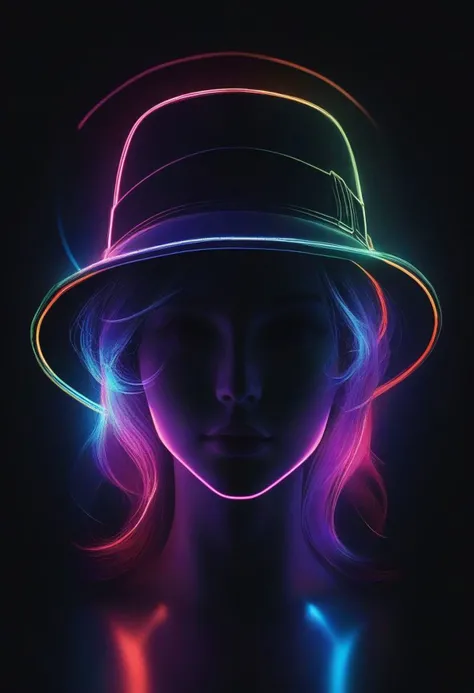 masterpiece, best quality, illustration, volumetric lighting, symmetry BREAK
1girl,hat,neon,lineart,black background