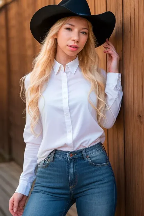 DEN_kenzie_reeves,
country beauty posing against a wooden fence with a plaid shirt and jeans and a cowboy hat, cow girl, country girl, cow girl,
bokeh, f1.4, 40mm, photorealistic, raw, 8k, textured skin, skin pores, intricate details  <lora:epi_noiseoffset...