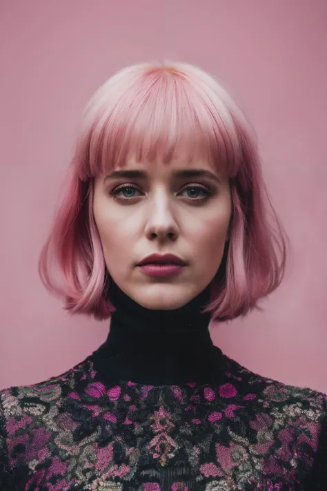 A stunning intricate full color portrait of rbn, wearing a pink turtleneck, epic character composition, by ilya kuvshinov, alessio albi, nina masic, sharp focus, natural lighting, subsurface scattering, f2, 35mm, <lyco:RachelBrosnahan-RealVision-V1.0:1.0>