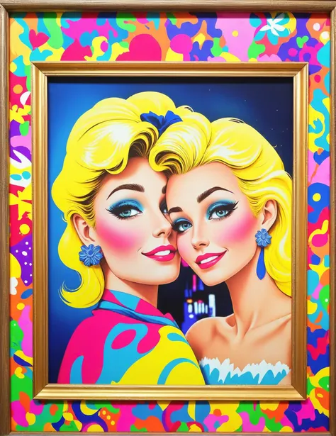 a painting of two women with blonde hair and blue eyes