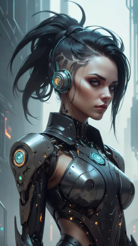 a portrait of a beautiful cybernetic goth, cyberpunk concept art by pete mohrbacher and artgerm and josan gonzales, digital art, highly detailed, intricate, sci-fi, sharp focus, Trending on Artstation HQ, deviantart, unreal engine 5, 4K UHD image