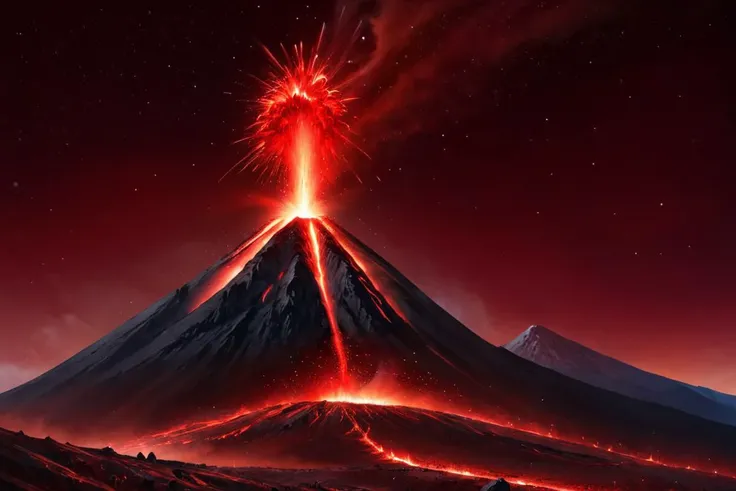 a volcano with lava and lava on top of it