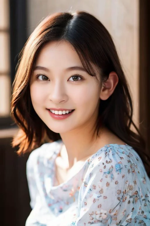 a woman with long hair and a white shirt smiling