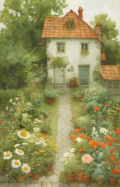 masterpiece,best quality,<lora:tbh159-sdxl:1>,illustration,style of kestutis kasparavicius, garden