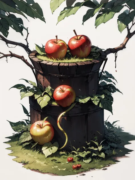 apple,snake,leaf,branch,