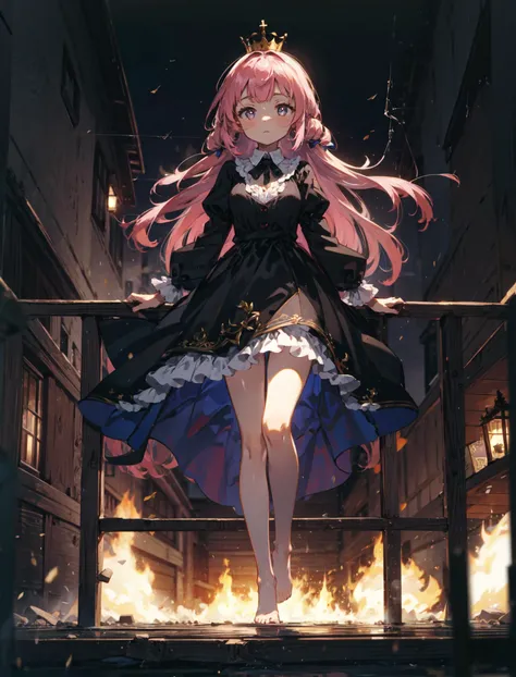 female,heart-shaped-pupils,medium breasts,long hair,1girl,barefoot,haunted mansion,
BREAK
long_hair,looking_at_viewer,bangs,pink_hair,long_sleeves,candy queen,adult woman,crown,
BREAK
<lora:ke-ta-01-CounterfeitV25_25:0.75>,<lora:BetterFeet:1>,, masterpiece...