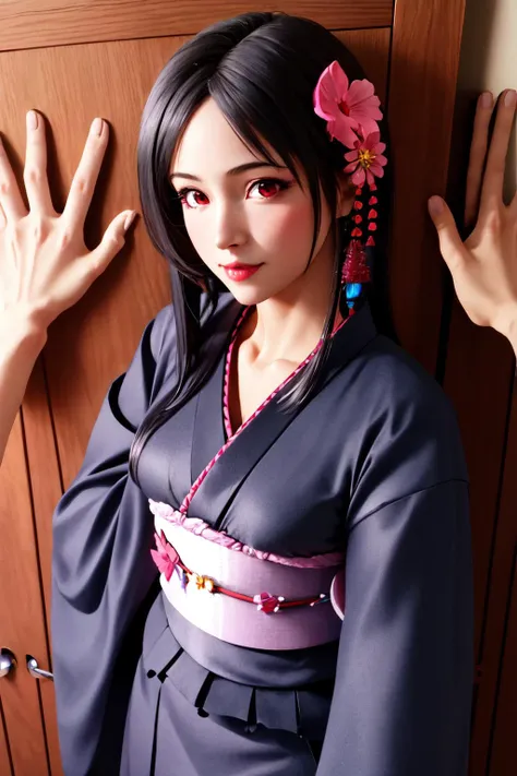 anime - style woman in kimono outfit posing for a picture