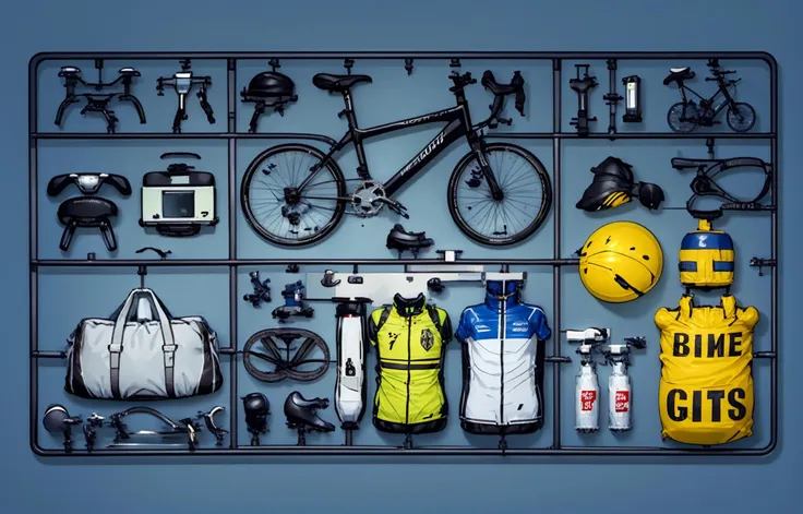 a close up of a bike rack with various items on it